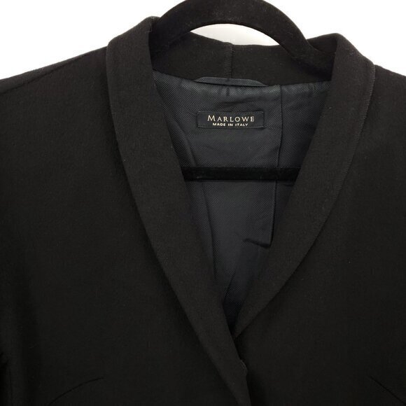 Marlowe 100% Cashmere Gathered Sleeve Minimal Peacoat 10 US/44 IT Black - Picture 8 of 15